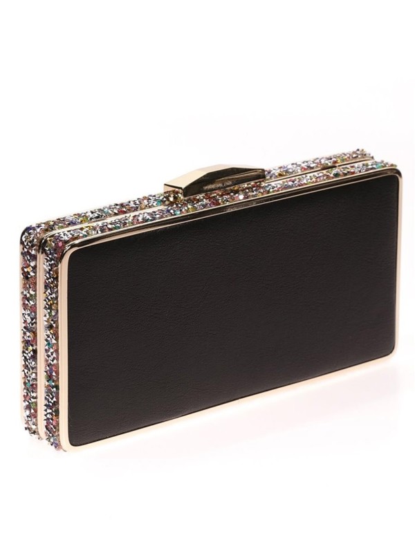 Clutch bag with rhinestones on the side - rectangular Lauren Lynn London Accessories - 5