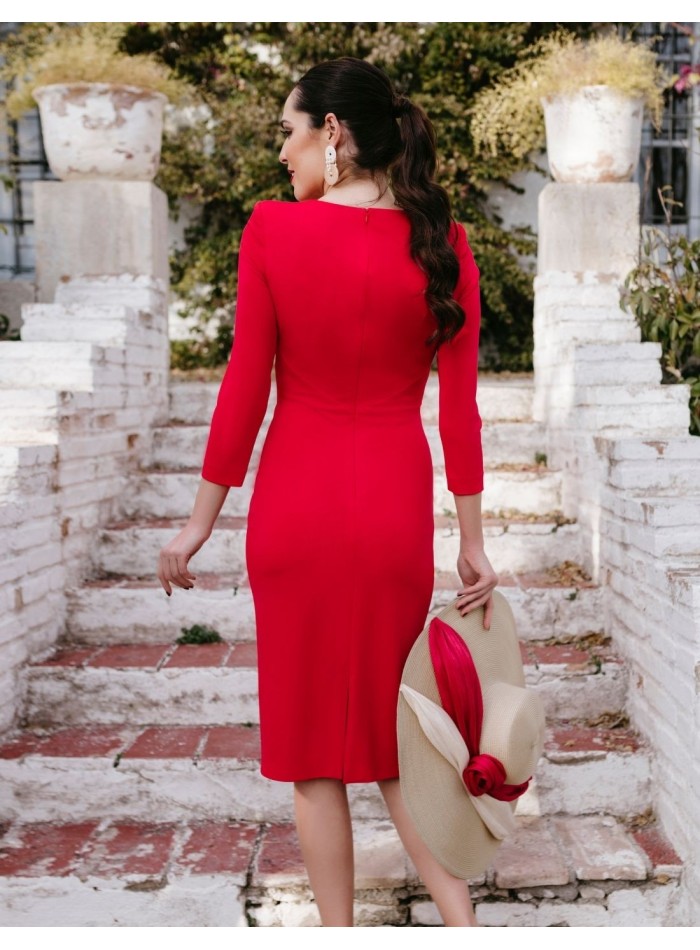 Midi dress with V-neckline and side knot  Victoria Victim - 2