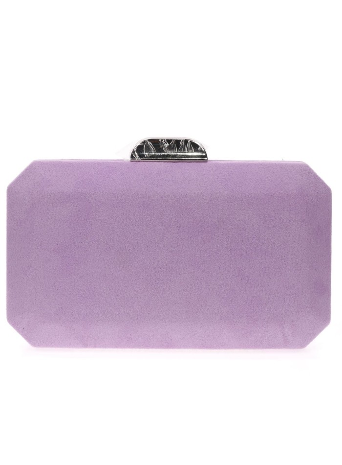 Suede octogonal clutch bag with metallic clasp Lauren Lynn London Accessories - 12
