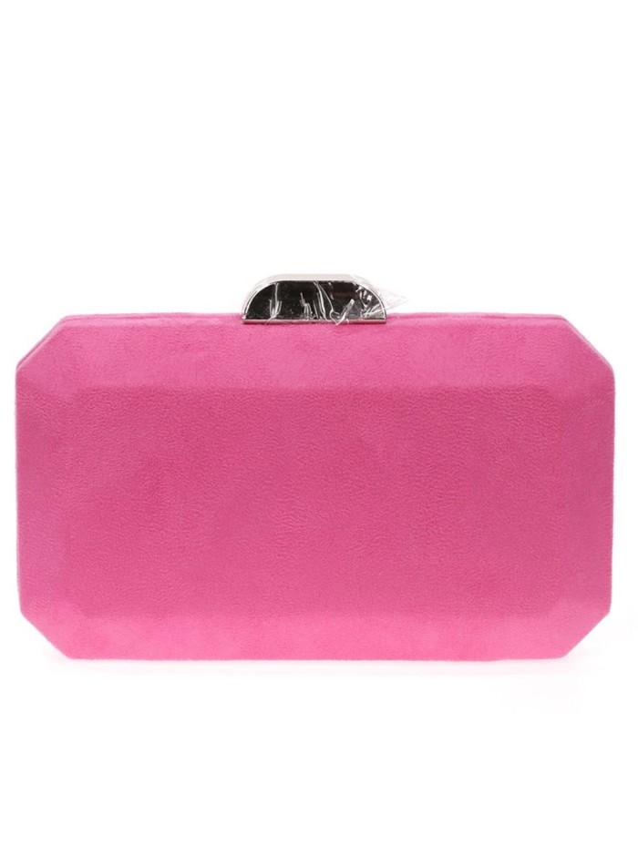 Suede octogonal clutch bag with metallic clasp Lauren Lynn London Accessories - 12