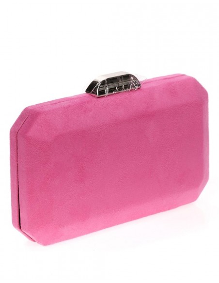 Suede octogonal clutch bag with metallic clasp Lauren Lynn London Accessories - 29 