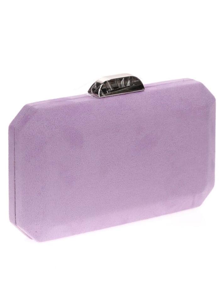 Suede octogonal clutch bag with metallic clasp Lauren Lynn London Accessories - 33 