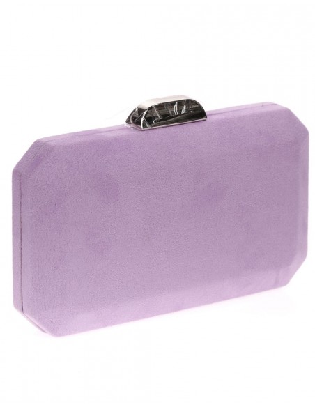 Suede octogonal clutch bag with metallic clasp Lauren Lynn London Accessories - 33 