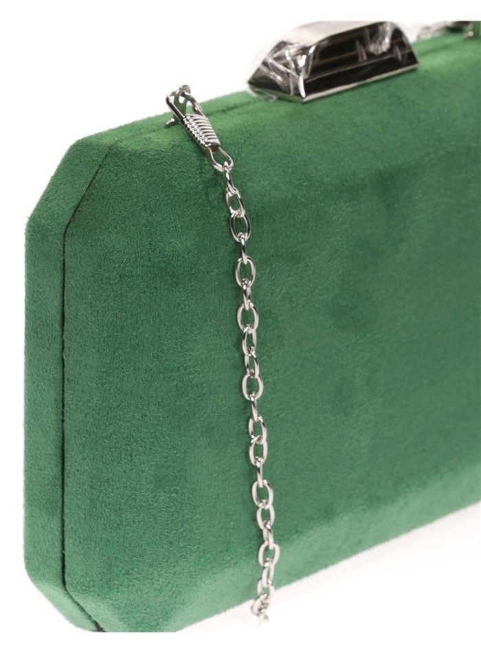 Suede octogonal clutch bag with metallic clasp Lauren Lynn London Accessories - 40 