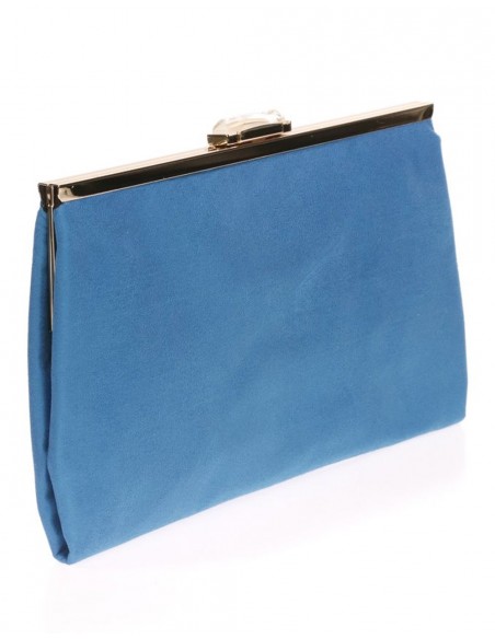 Suede party clutch with rhinestone fastening Lauren Lynn London Accessories - 1 