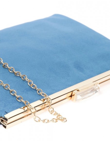 Suede party clutch with rhinestone fastening Lauren Lynn London Accessories - 3 