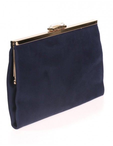 Suede party clutch with rhinestone fastening Lauren Lynn London Accessories - 4 
