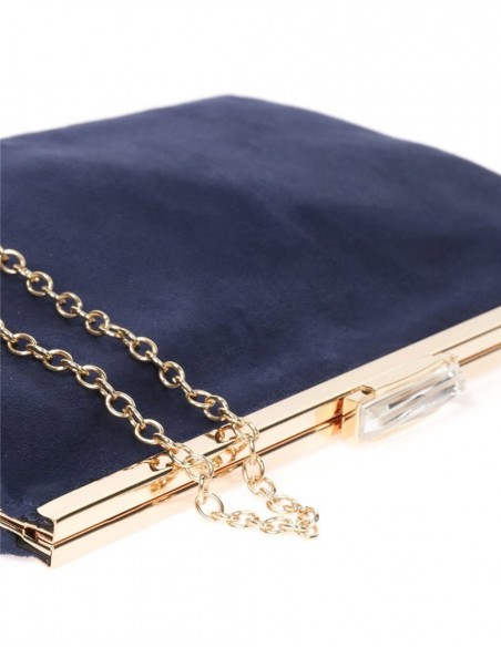 Suede party clutch with rhinestone fastening Lauren Lynn London Accessories - 5 