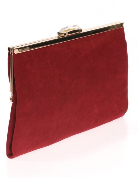 Suede party clutch with rhinestone fastening Lauren Lynn London Accessories - 11 