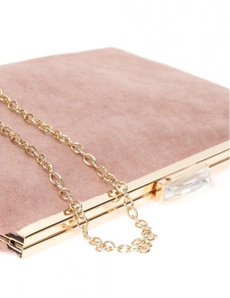 Suede party clutch with rhinestone fastening Lauren Lynn London Accessories - 30 