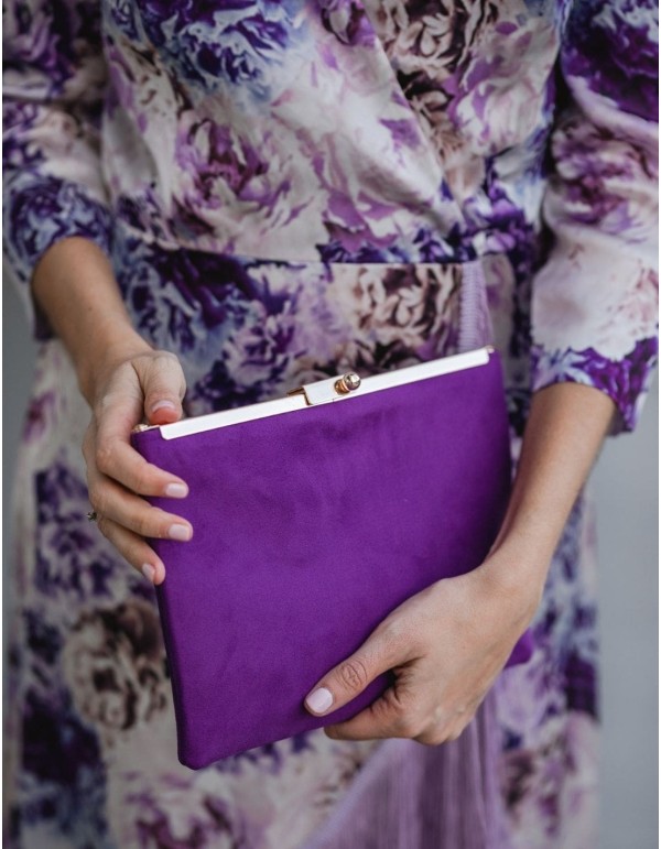 copy of Suede party clutch with rhinestone fastening Lauren Lynn London Accessories - 2