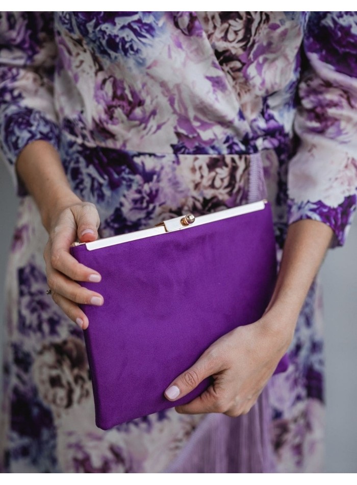 copy of Suede party clutch with rhinestone fastening Lauren Lynn London Accessories - 2