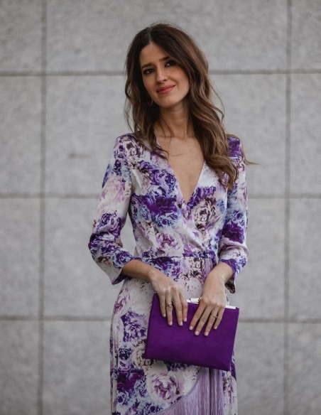 Cartera de fiesta antelina y cierre pedrería Lauren Lynn London Accessories - 4