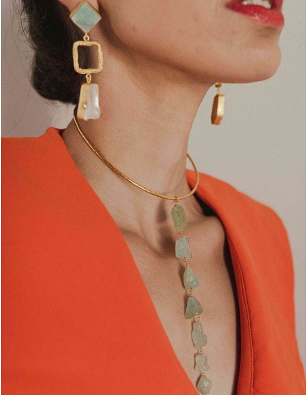 Pendant necklace with aqua green stones Acus complementos - 3 2