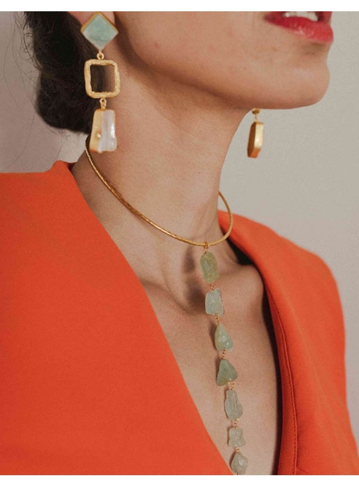 Collar colgante con piedras verde agua Acus complementos - 2