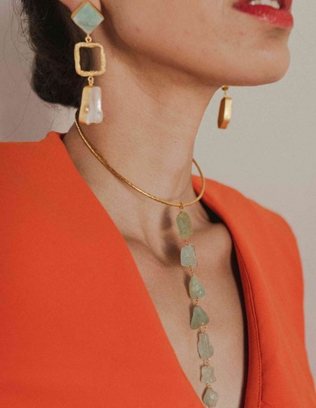 Pendant necklace with aqua green stones Acus complementos - 2