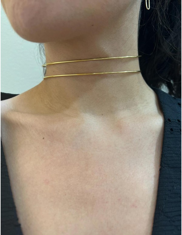 Basic double gold ring choker 2
