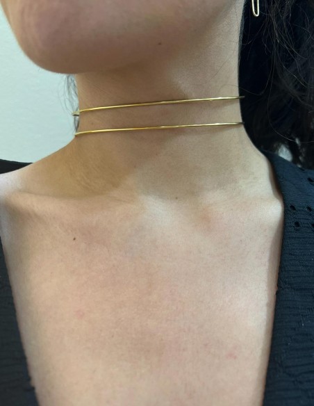 Basic double gold ring choker for party