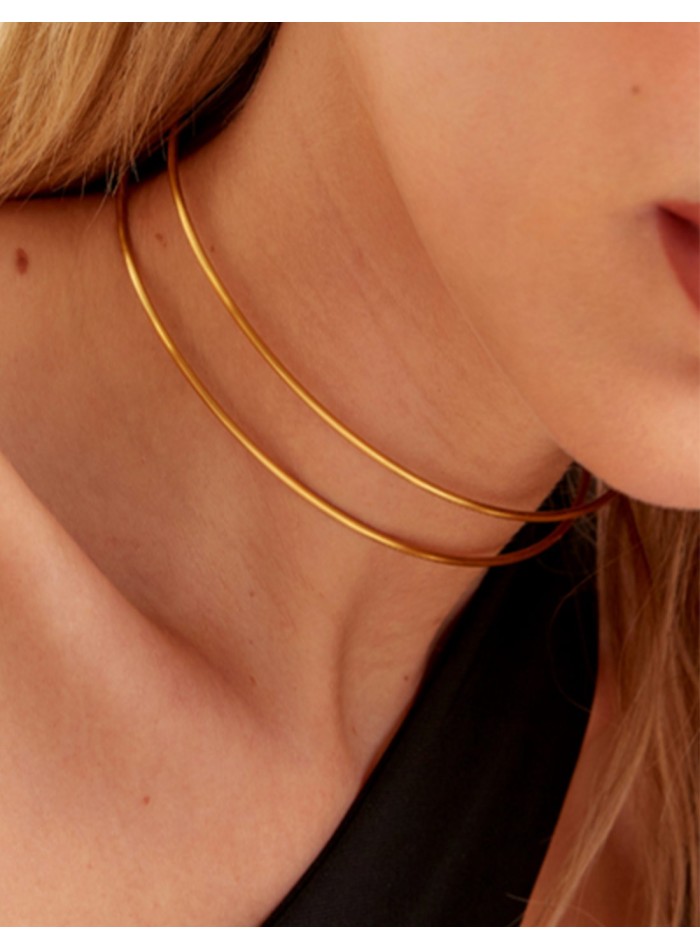 Choker básico doble aro dorado Lauren Lynn London Accessories - 3