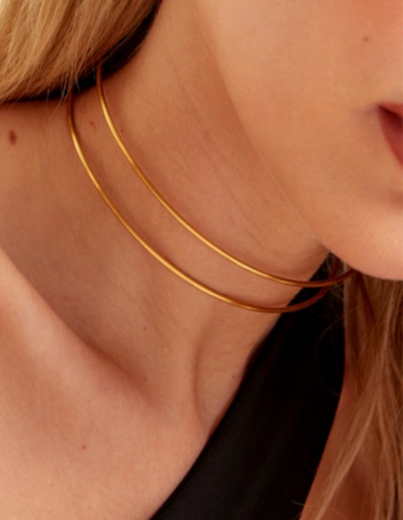Choker básico doble aro dorado Lauren Lynn London Accessories - 3