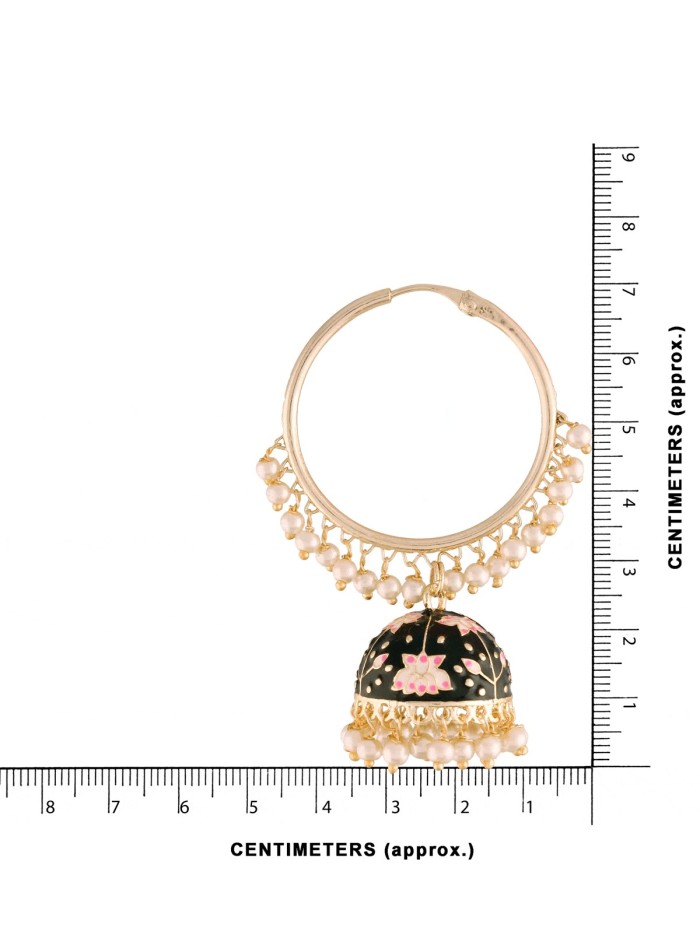 Chandbali and pearls hoops blue