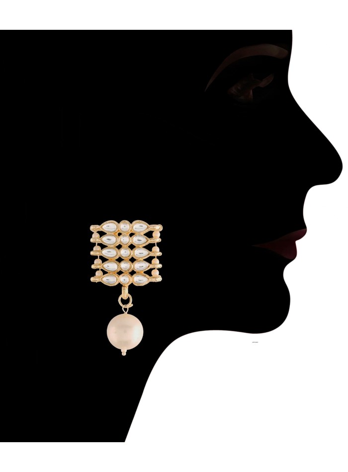 Pendientes de fiesta con cristales y perla colgante -1