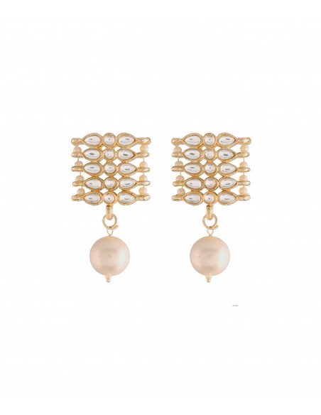 Pendientes de fiesta con cristales y perla colgante