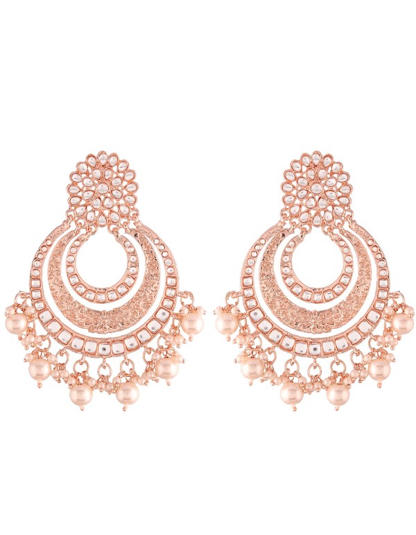 Pendientes de fiesta lacados con incrustaciones de circonitas y perlas - oro