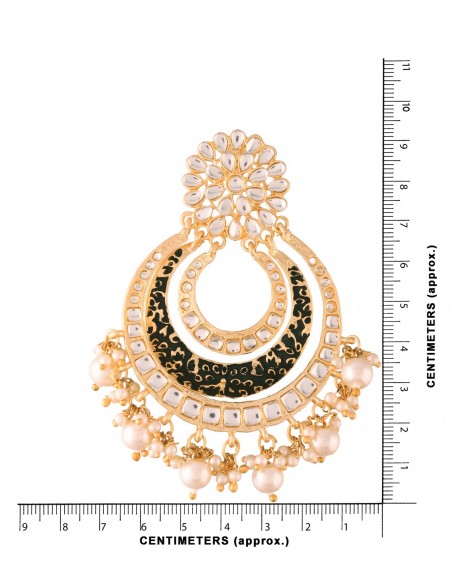 Pendientes de fiesta lacados con incrustaciones de circonitas y perlas negros - 2