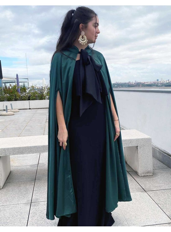 Reversible Satin/chiffon cape for wedding guests