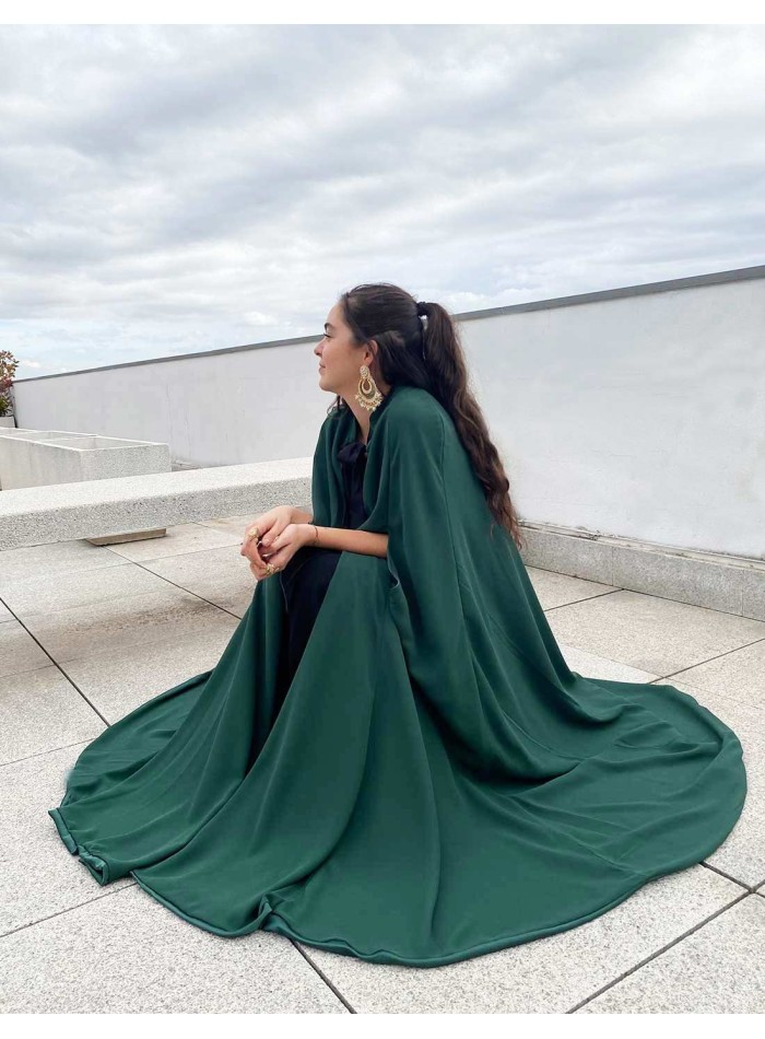 Reversible Satin/chiffon cape for wedding guests