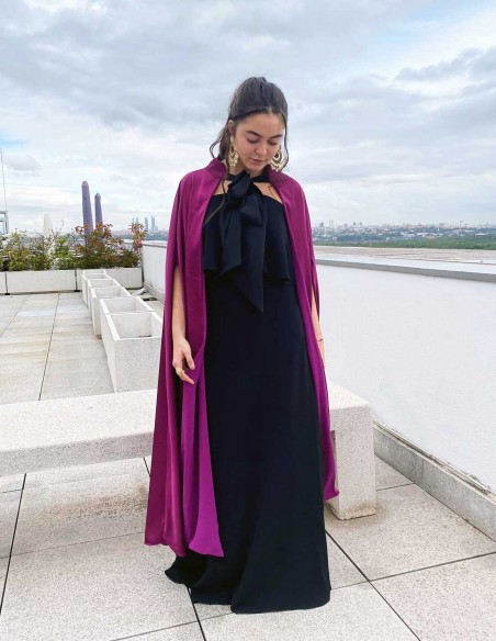 Reversible Satin/chiffon cape for wedding guests