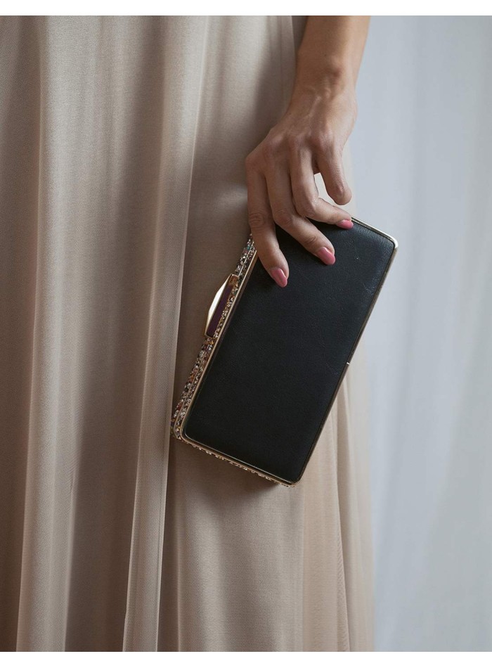 Clutch bag with rhinestones on the side -...