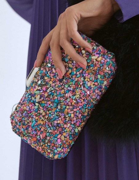 Bolso de fiesta de pedrería octogonal