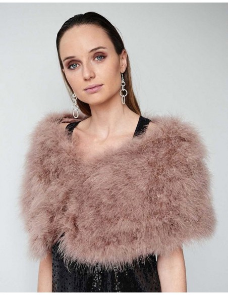 Estola de fiesta  piel rosa palo
