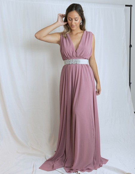 Robe longue de fête à larges bretelles