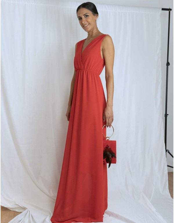 Vestido de fiesta largo con tirantes anchos