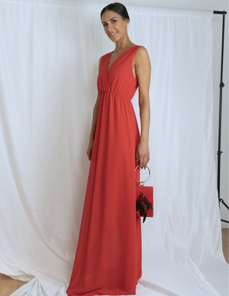 copy of Long pleated party dress with cape sleeves