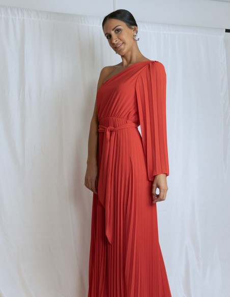 copy of Long pleated party dress with cape sleeves