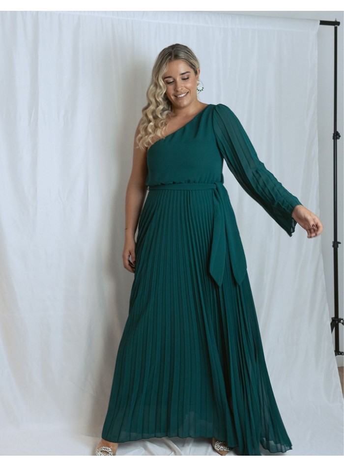 copy of Long pleated party dress with cape sleeves