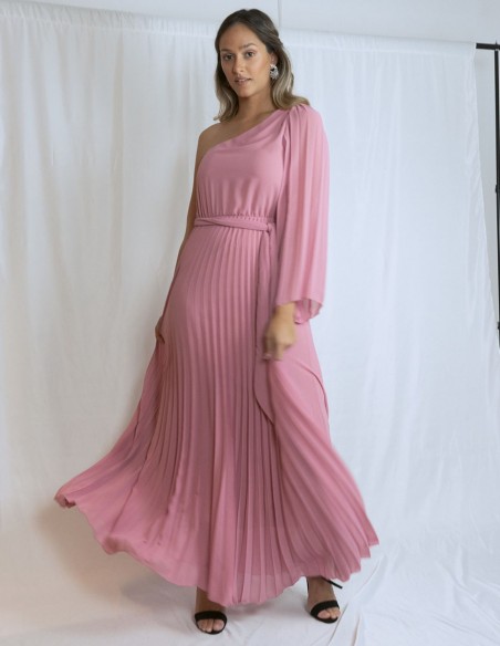 copy of Long pleated party dress with cape sleeves