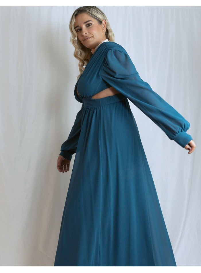 Robe longue de fête avec fentes à la taille