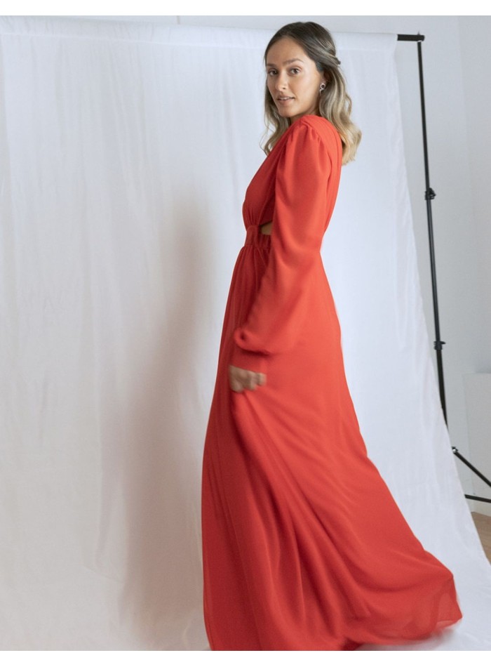 Robe longue de fête avec fentes à la taille