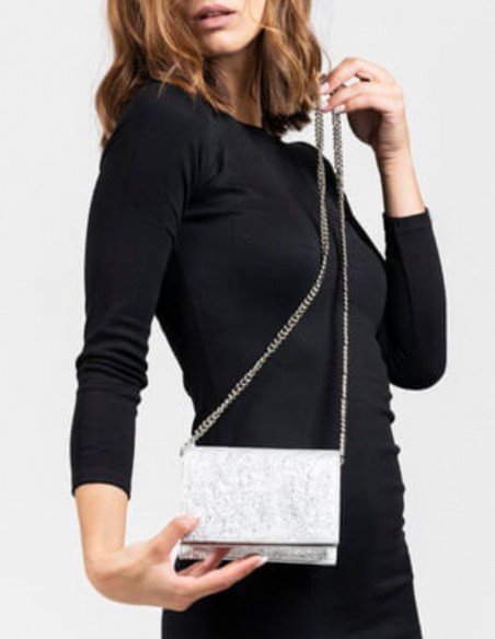 Mini bolso de fiesta con cadena metálica larga-3