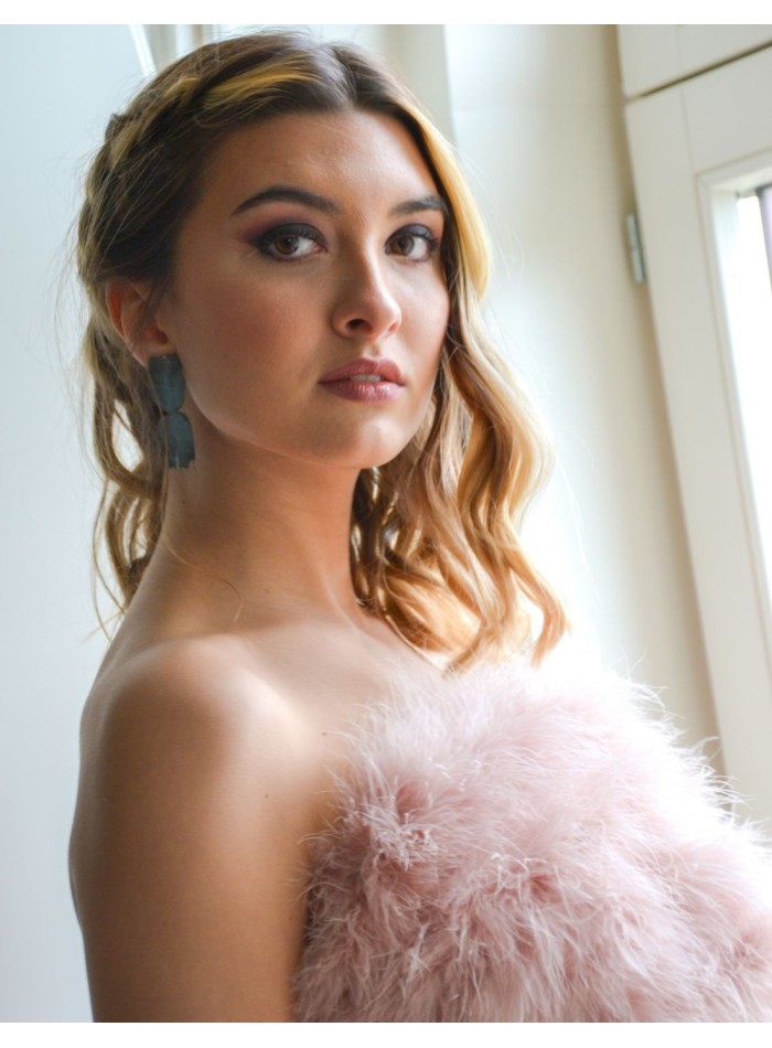 Feathered dusty pink party top-3