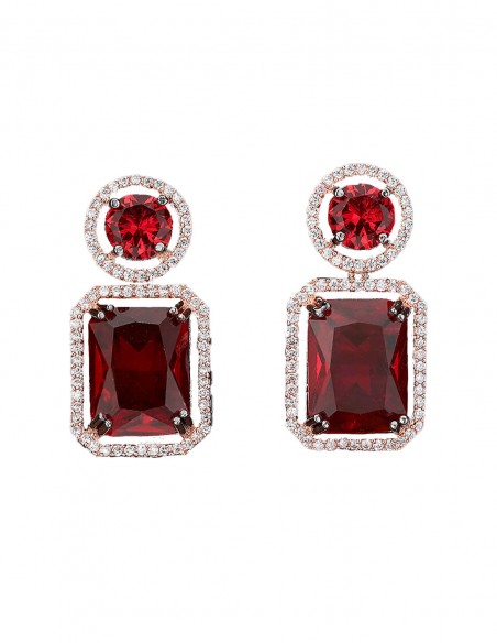 Semiprecious stones and zirconia party earrings