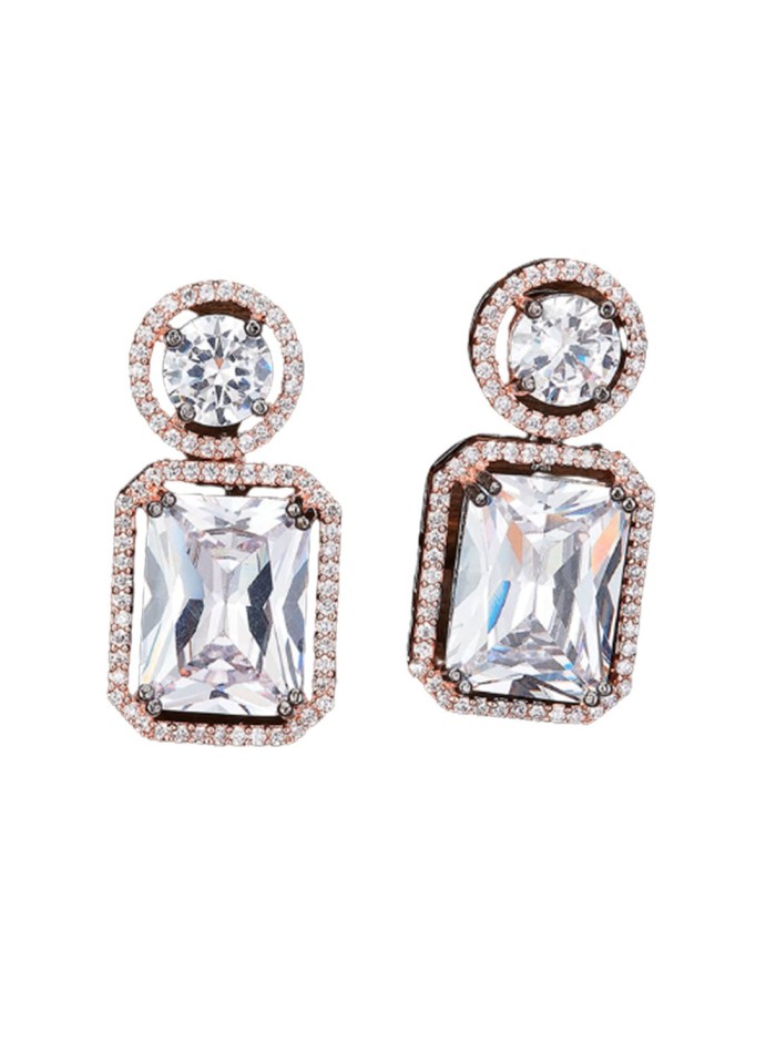 Semiprecious stones and zirconia party earrings