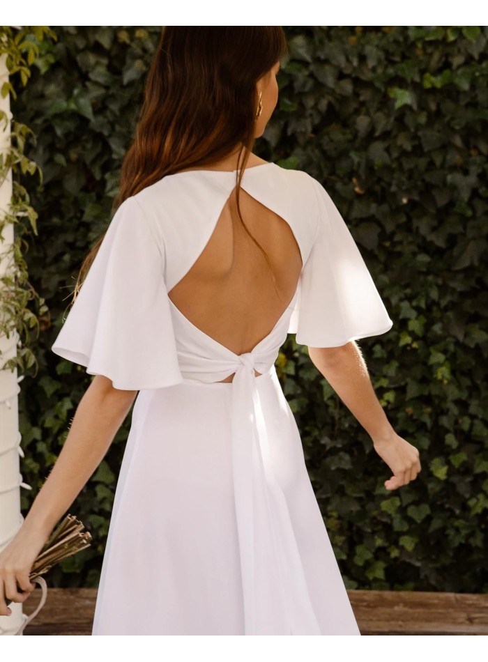 Vestido midi de novia con falda de vuelo de Miphai