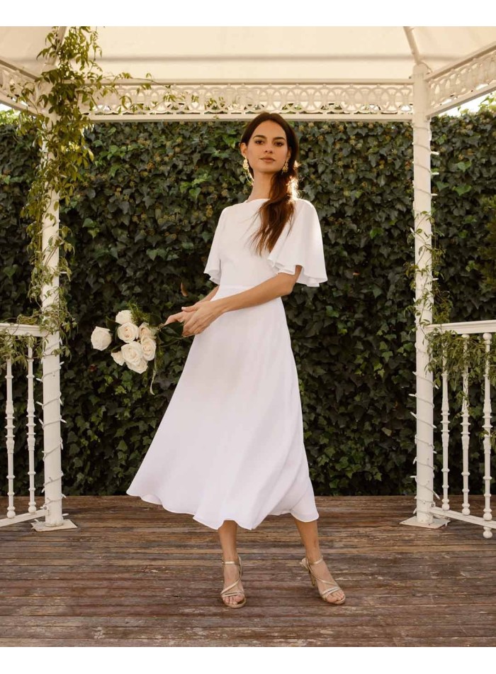 Midi wedding dress with full skirt