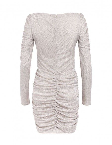 Robe courte de soirée drapée en tissu chatoyant